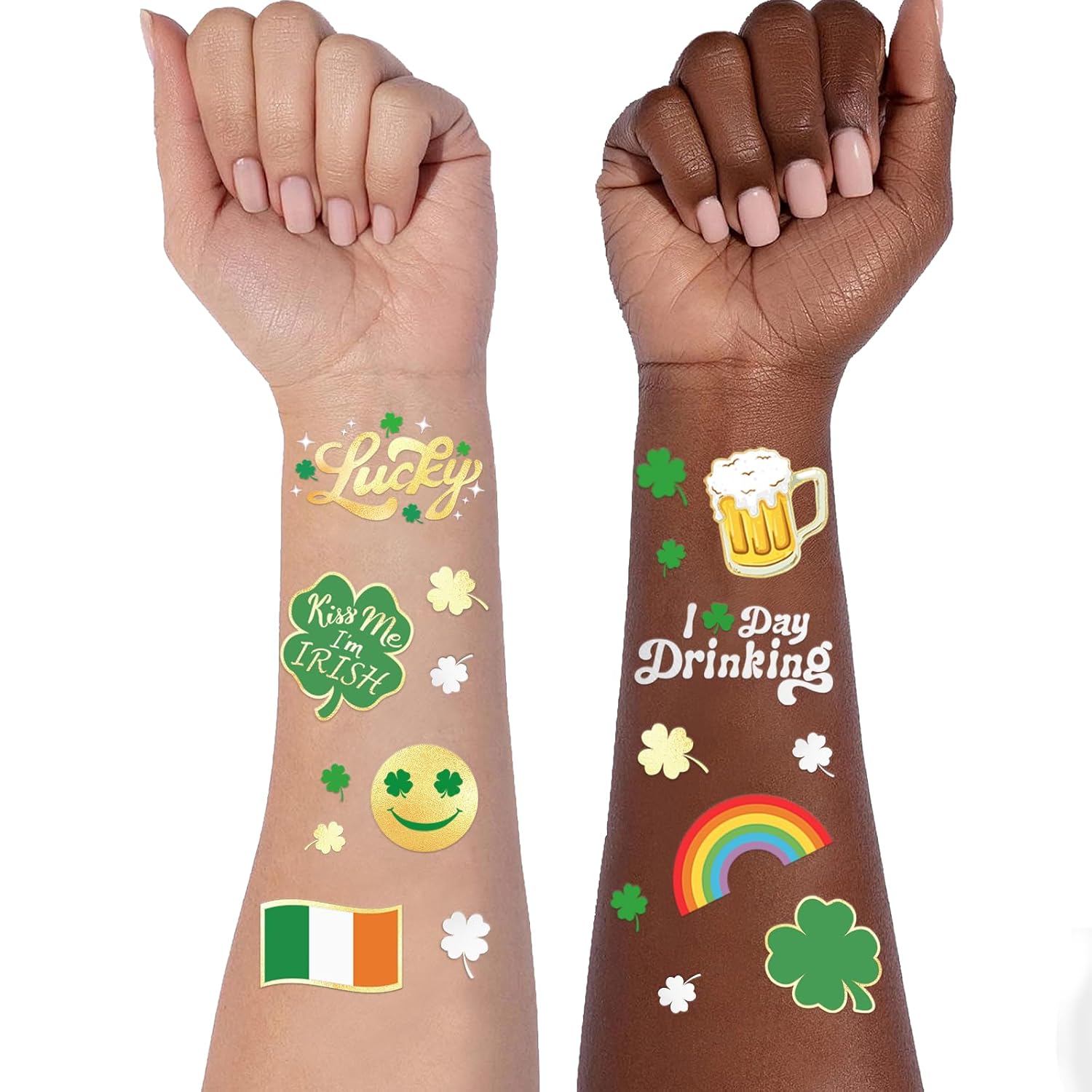 St_Patricks_Day_Temporary_Tattoos_56_Glitter_Styles_Shamrock_Face_Stickers_Suppiles_Kiss_Me_I'm_Irish_Party_Favor_St_Patty's_Day_Accessories_Leprechauns_Arts_and_Crafts