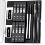 Four Candies Metal Mechanical Pencils 0.5mm, 2PCS Mechanical Pencils 0.5 with Dual Spring, 8 Tubes HB Lead Refills, 2PCS 4B Erasers and 18PCS Eraser Refills, Mechanical Pencil Set for Writing Drawing