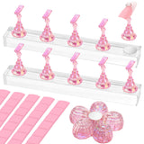 Nail Stand Acrylic Nail Art Display Stand Magnetic Nail Tips Practice Holder 54 Pcs Reusable Adhesive Putty for DIY Painting Nails Stand kit