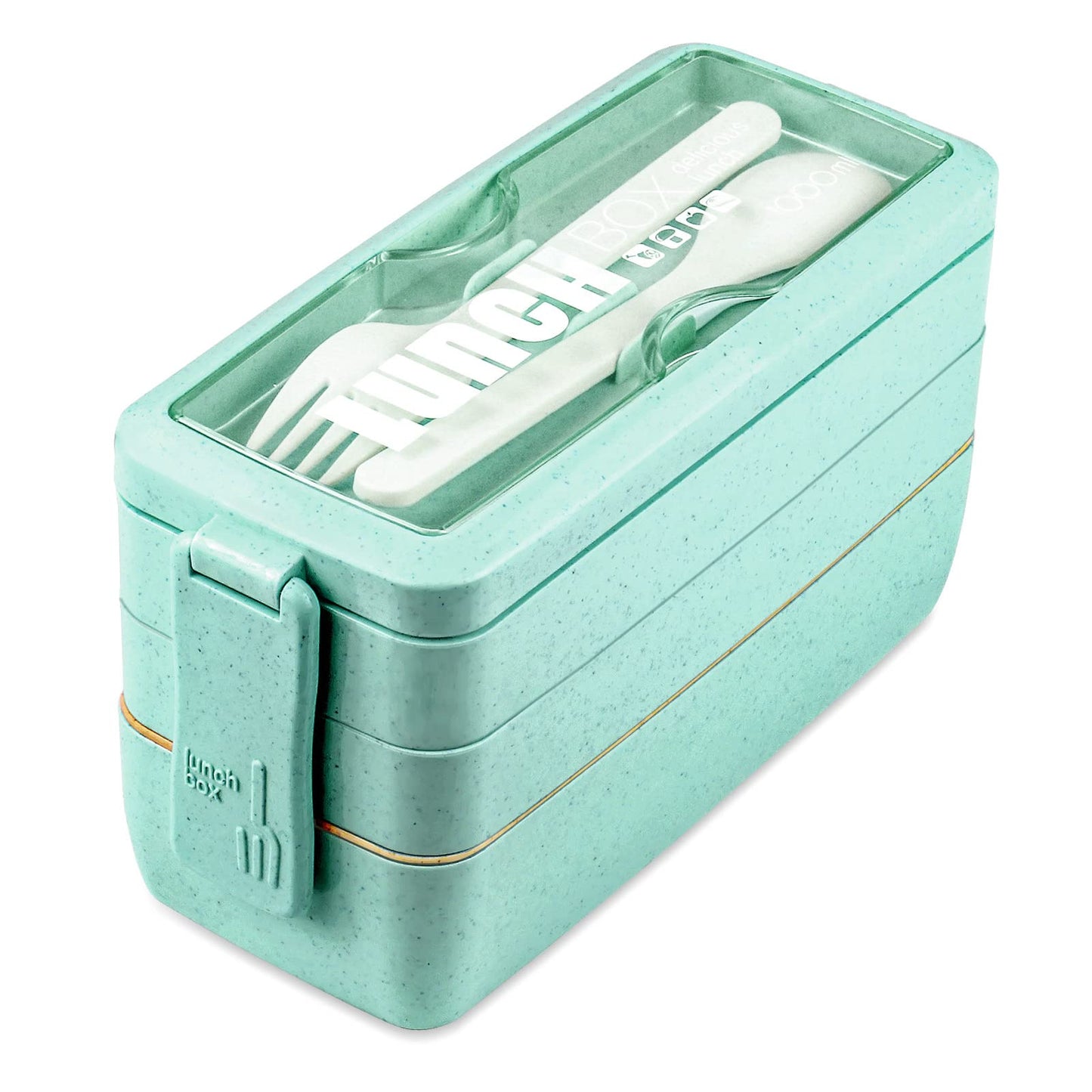 Iteryn Bento Box Lunch Box, 3-In-1 Compartment Containers - Wheat Straw, Leakproof Stackable Bento Lunch Box Meal Prep