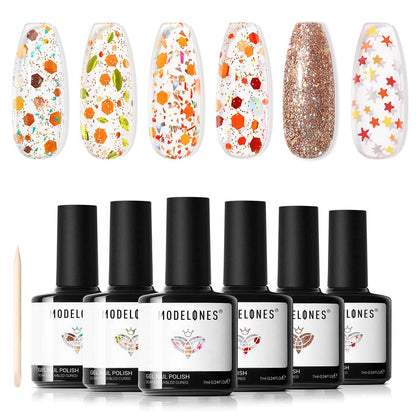 modelones Gel Nail Polish Set - 6 Colors Nude Pink Milky White Gel Polish Set Light Neutral Pink Nail Polish Barely Pink Soak Off LED Starter Kit Popular Nail Art DIY Manicure Gifts