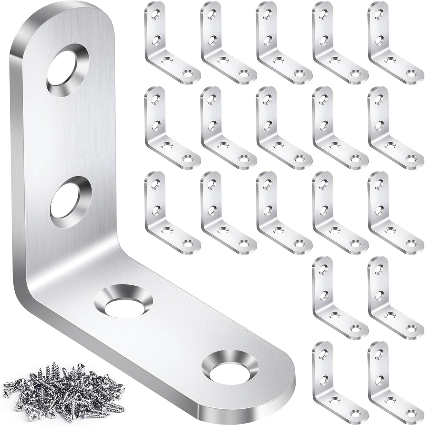 20PCS_L_Bracket_Corner_Brace_Sets,_Stainless_Steel_L_Brackets_for_Wood_Shelves,_90_Degree_Right_Angle_Bracket_with_80_Screws,_Metal_Corner_Brackets_for_Furniture_Cabinet_Drawer_Chair_(1.57x1.57_in)
