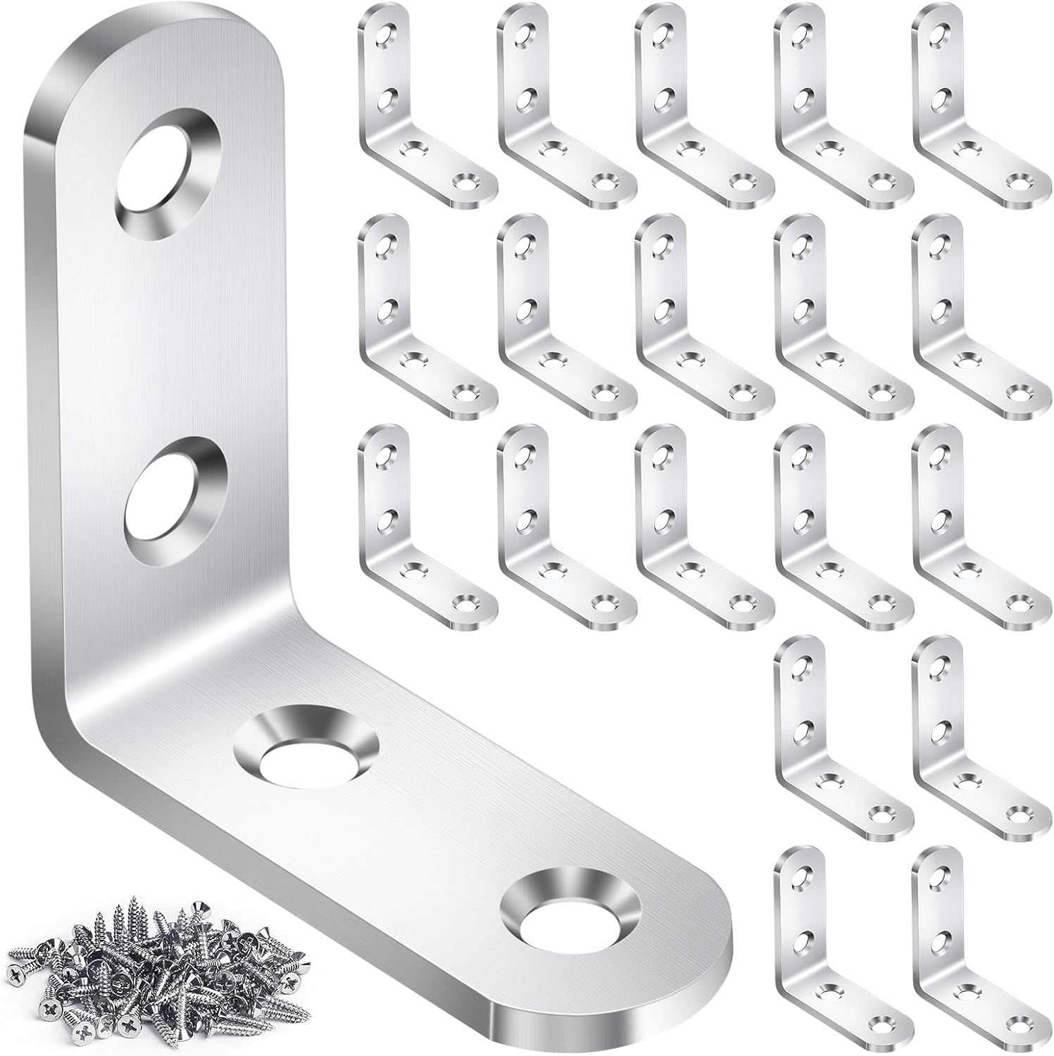 20PCS_L_Bracket_Corner_Brace_Sets,_Stainless_Steel_L_Brackets_for_Wood_Shelves,_90_Degree_Right_Angle_Bracket_with_80_Screws,_Metal_Corner_Brackets_for_Furniture_Cabinet_Drawer_Chair_(1.57x1.57_in)