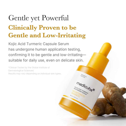 medicube Kojic Acid Turmeric Clarifying & Balancing Capsule Serum for Troubled Skin | Soothing & Brightening Facial Serum | Niacinamide & Glow Capsules for Hydration and Barrier Support | 1.01 fl.oz