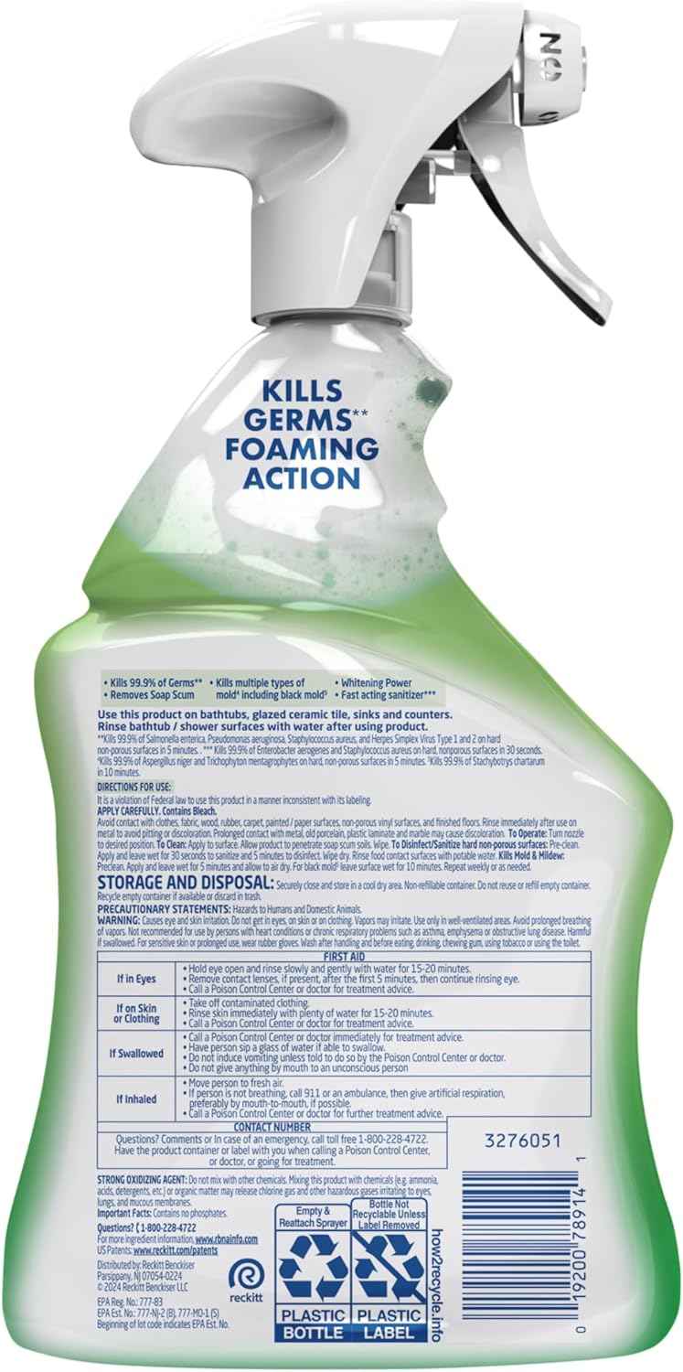 Lysol Multi-Purpose Cleaner Sanitizing and Disinfecting Spray with Bleach, All Purpose Cleaning Spray for Bathrooms and Kitchens, 32oz