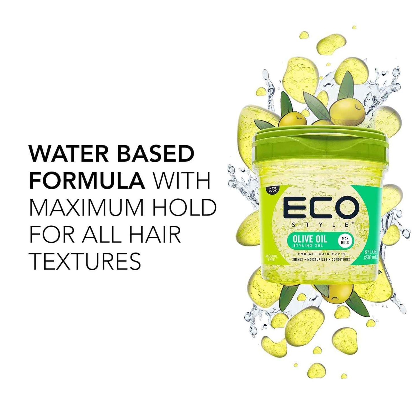 Eco Style Gel Styling - Adds Shine and Tames Split Ends - Delivers Moisture to Scalp - Nourishes And Repairs - Provides Weightless and Superior Hold - Ideal for all Hair