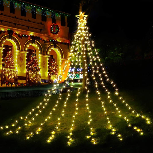 DANLI_Christmas_Star_String_Lights_Outdoor,_320_LED_With_Timer_[8_Mode/IP44_Waterproof]_Decoration_Fairy_Indoor,_9x12FT_Topper_for_Xmas_New_Year_Wedding_Patio_Yard