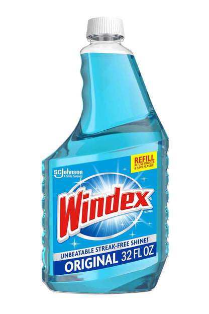 Windex Glass and Window Cleaner Spray Bottle, Packaging Designed to Prevent Leakage and Breaking, Surface Cleaning Spray, Original Blue Scent