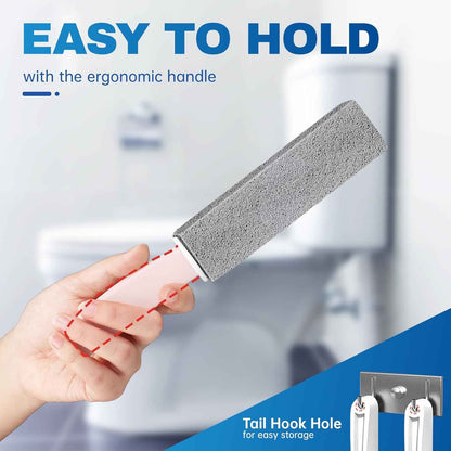 Vacplus Toilet Brush - Toilet Bowl Cleaners with Extra Long Handle, 100% Pumice Stone for Toilet Cleaning, Remove Limescale, Rust, Cleaning Supplies for Toilet, Pool, Bathroom, Sink