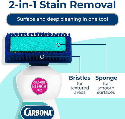 Carbona Oxy Powered Outdoor Cleaner with Built-In Brush (22 Fl Oz), Spot Cleaner for Outdoor Furniture, Rugs & Decks, 2-in-1 Sponge & Bristle Brush