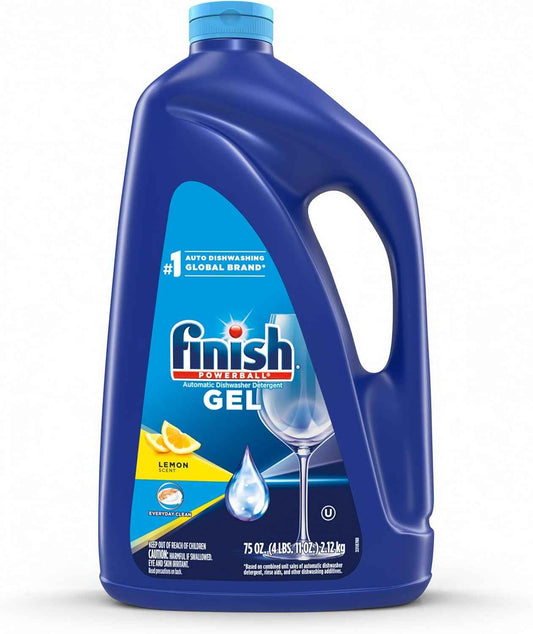 Finish Gel Liquid Dishwasher Detergent, Advanced Deep Cleaning Power Dish Soap, Fights Tough Stains, Dishwasher Soap, Plastic-Free & Septic Safe Dish Detergent