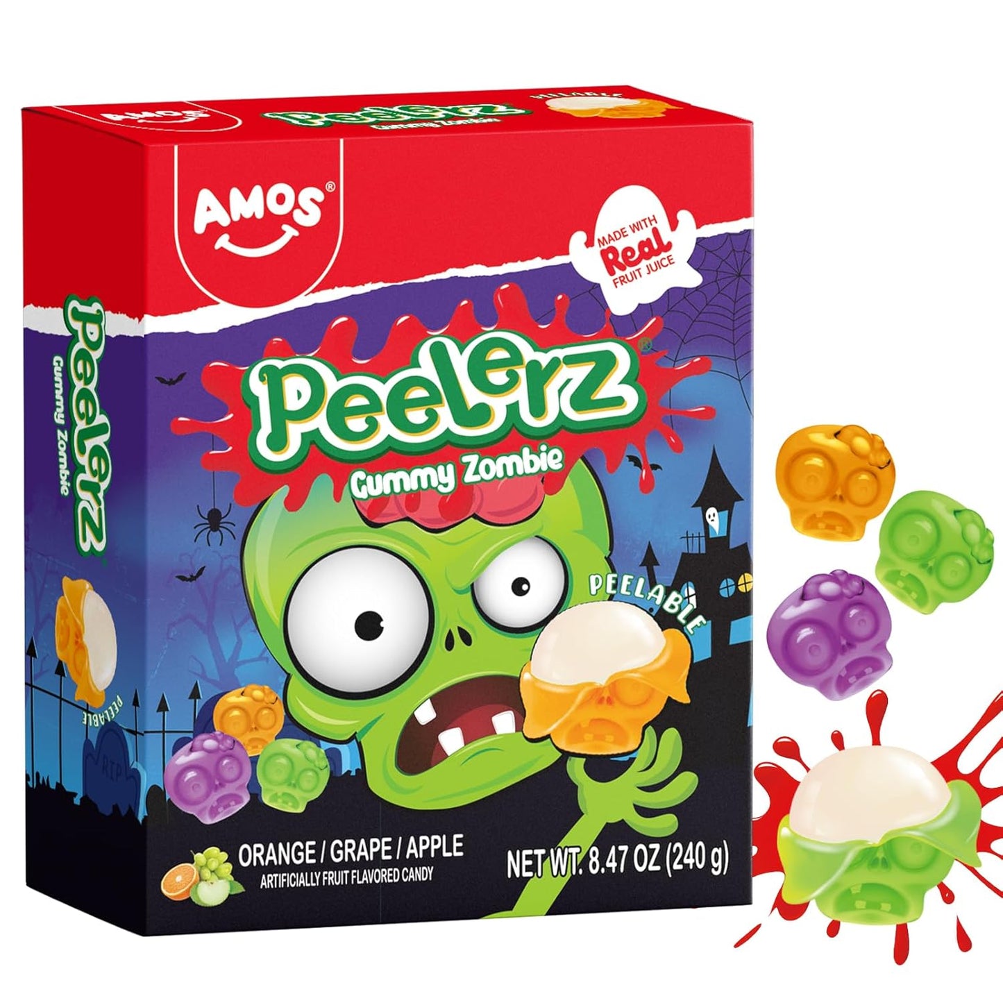 Amos 4D Gummy Body Parts Halloween Candy – Spooky Gummy Snacks Fun Halloween Candy for Trick-or-Treat & Party Favors