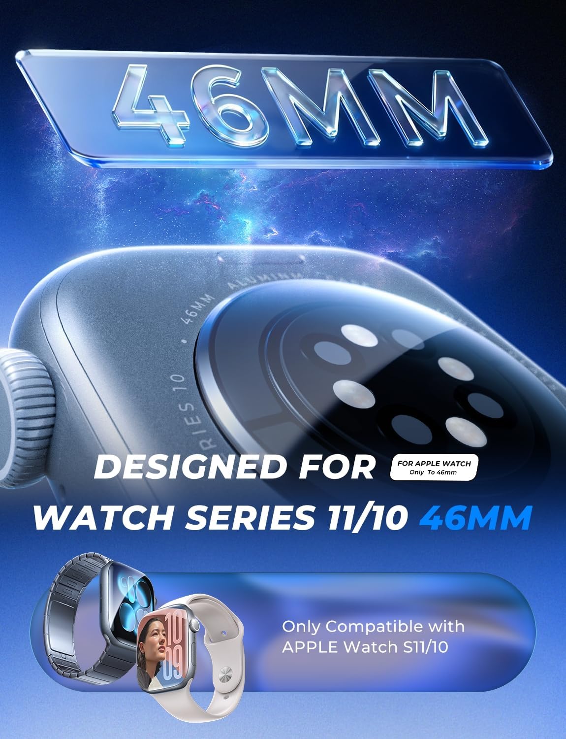 MAGIC_JOHN_2_Pack_for_Apple_Watch_Series_11(2025)_Series_10_46MM_Screen_Protector,_[Automatic_Align_Tech]_Self-Healing_Flexible_EPU_Film,_HD_Transparent,_Anti_Scratch,_Bubble_Free