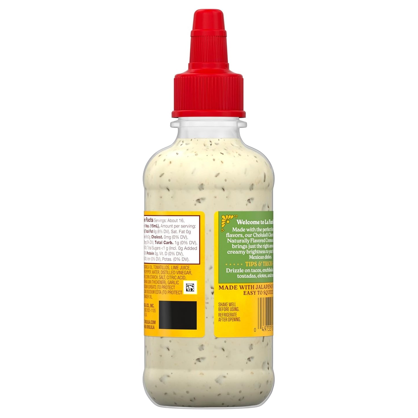 Cholula_Cremosa_Sauce,_Cilantro_Lime,_Mild_Heat,_Creamy_Squeezable_Topping_for_Tacos,_Enchiladas,_Soup,_Tostadas,_Eggs_and_More,_8_fl_oz