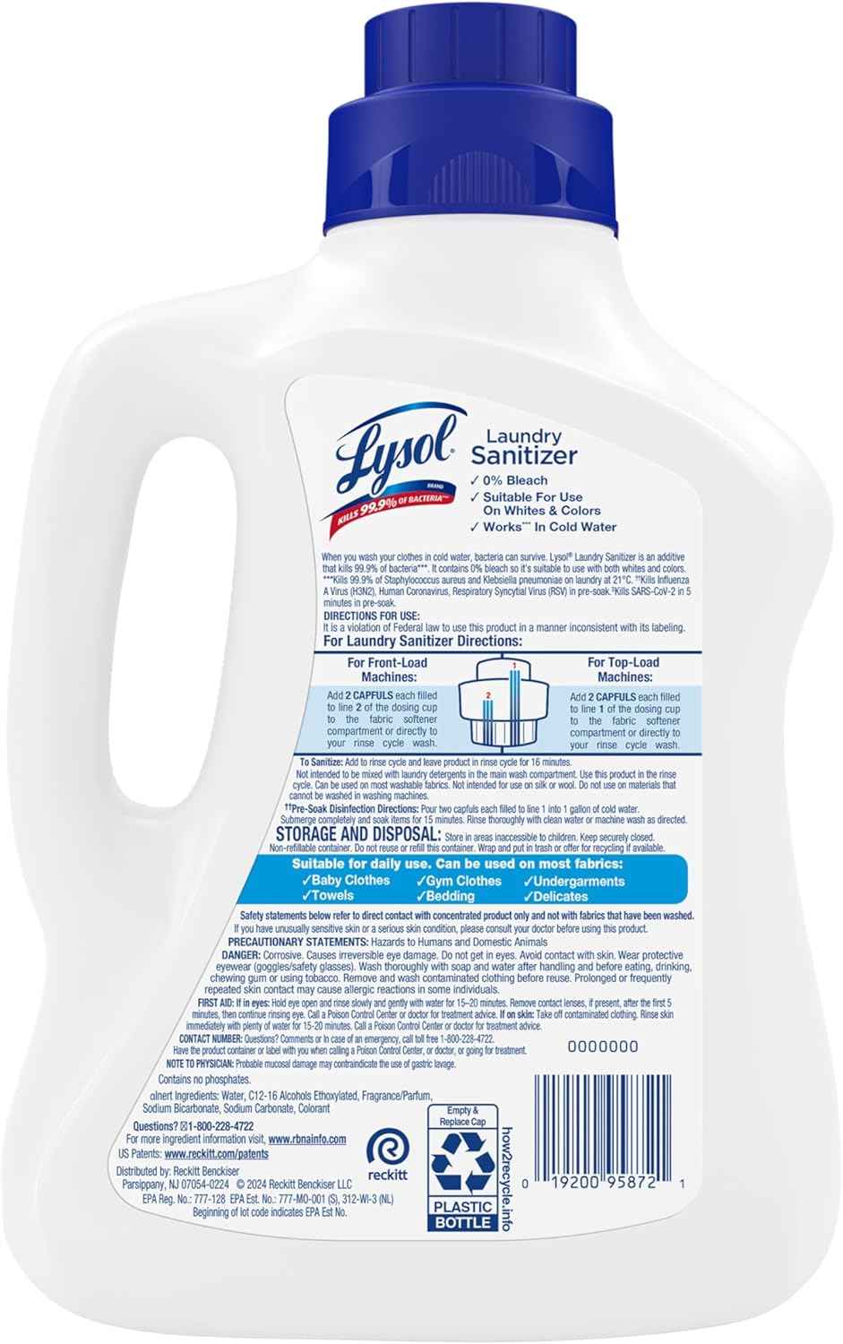 Lysol Laundry Sanitizer Additive, Bacteria-Causing Laundry Odor Eliminator, Detergent Additive
