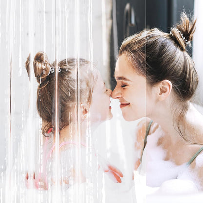 AmazerBath_Shower_Curtain_Liner_2_Pack,_72_x_96_Inches_Extra_Long_PEVA_Plastic_Shower_Liner_with_3_Weighted_Stones_and_12_Rustproof_Metal_Grommet,_Lightweight_Waterproof_Shower_Curtain_-_Clear