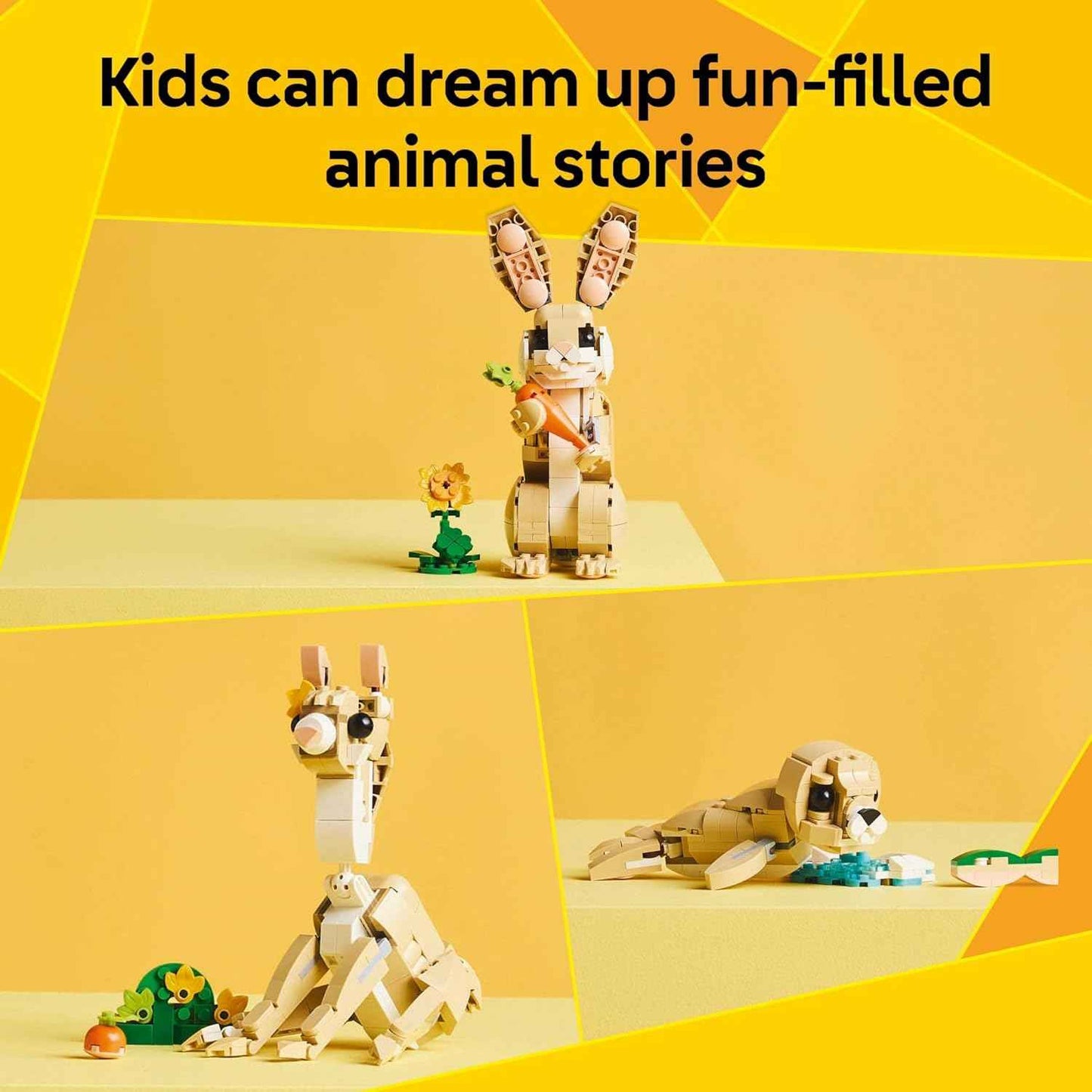 LEGO Creator 3 in 1 Cute Bunny Toy - Building Toy for Girls and Boys, Ages 8+ - Gift for Easter Basket - W/ 3 Build Options, Bunny, Seal, or Llama - 31162