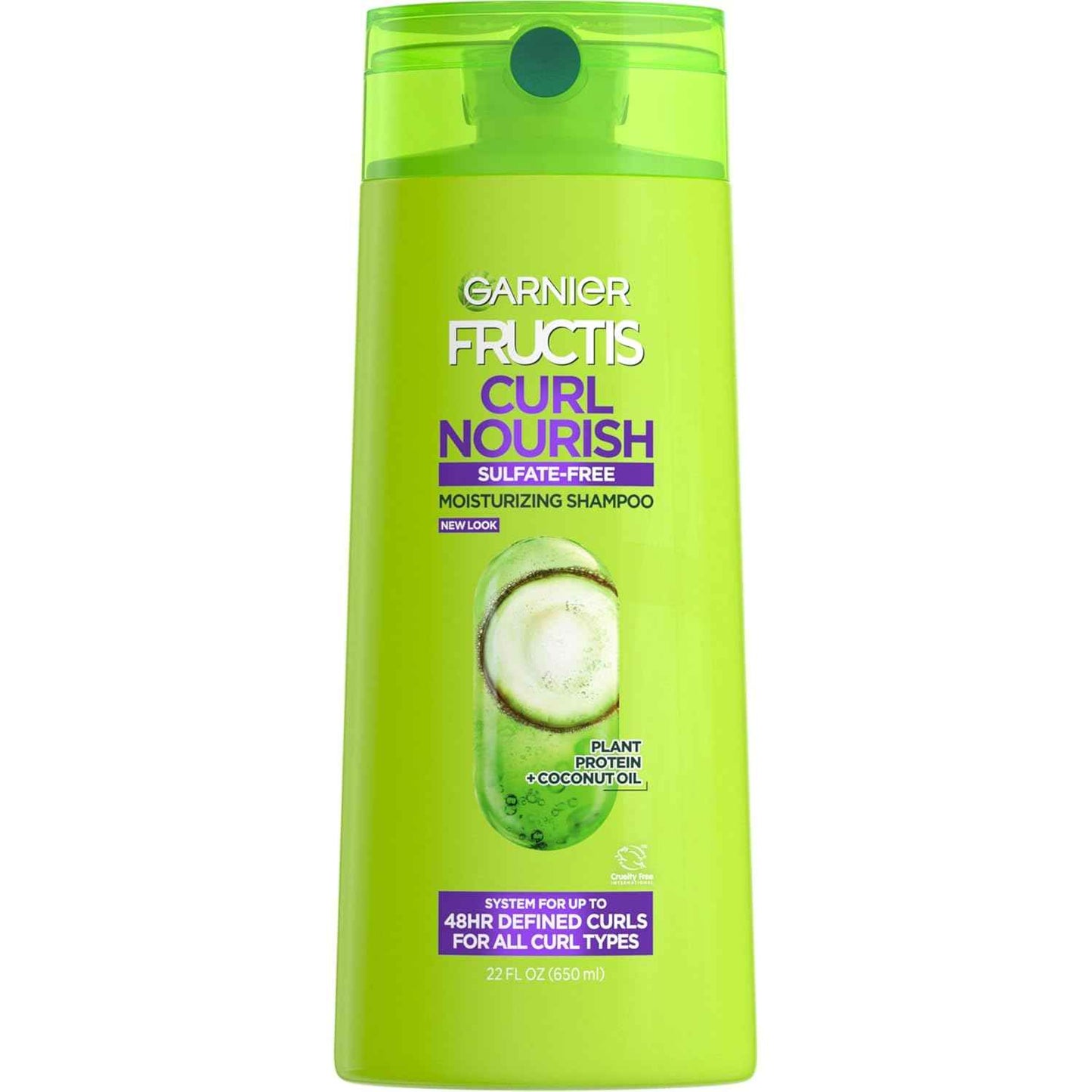 Garnier Fructis Curl Nourish Shampoo, Curly Hair Shampoo with Coconut Oil and Plant Protein, Up to 48HR Defined Curls for all Curl Types
