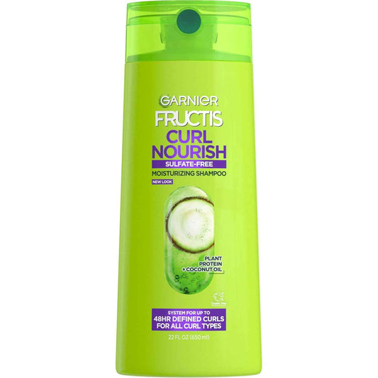 Garnier Fructis Curl Nourish Shampoo, Curly Hair Shampoo with Coconut Oil and Plant Protein, Up to 48HR Defined Curls for all Curl Types