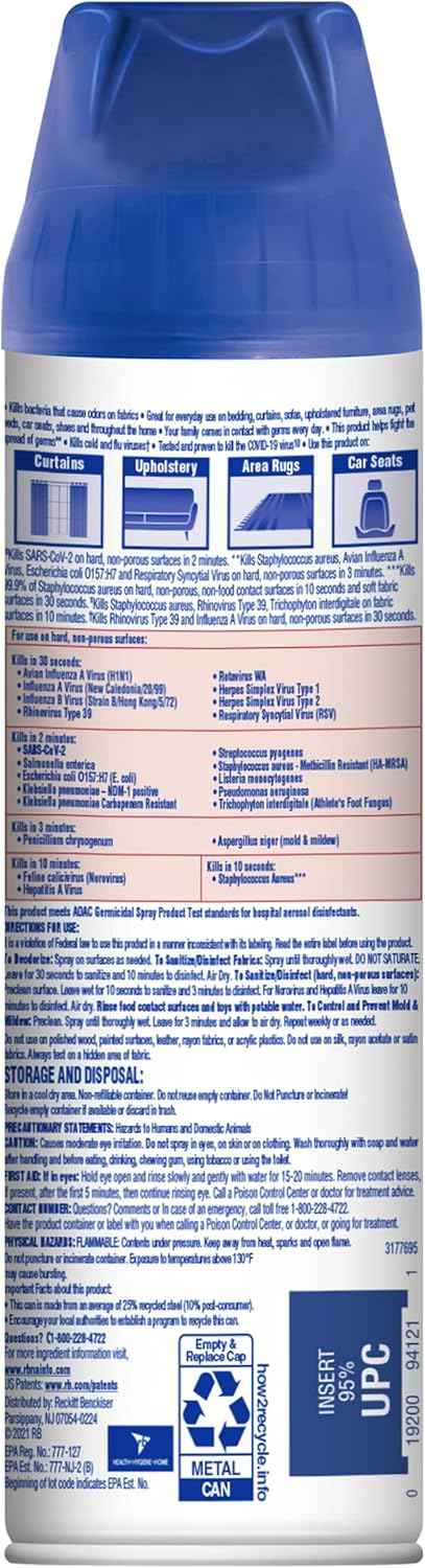 Lysol Fabric Disinfectant Spray, Sanitizing and Antibacterial Spray, For Disinfecting and Deodorizing Soft Furnishings