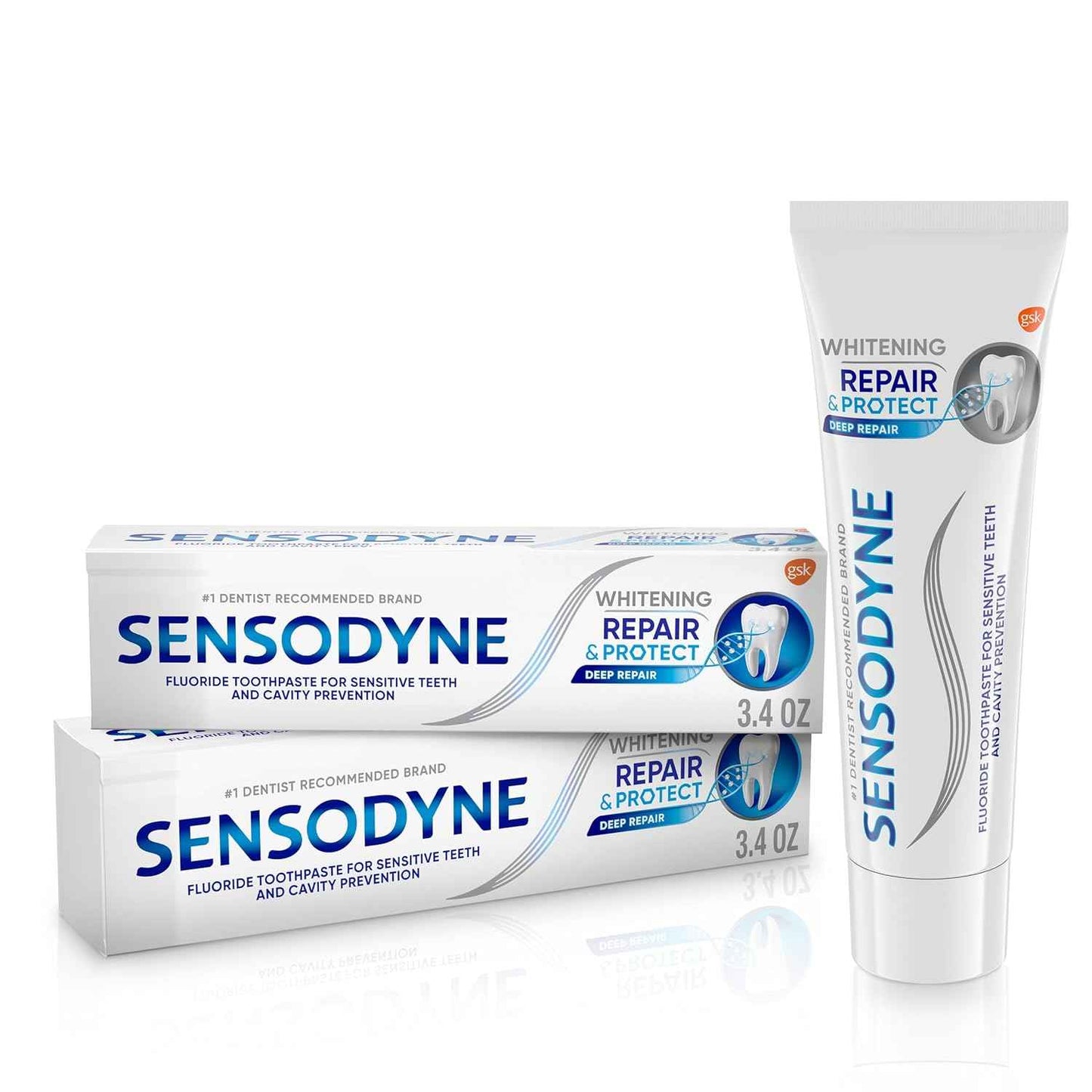 Sensodyne Repair and Protect Whitening Toothpaste, Toothpaste for Sensitive Teeth and Cavity Prevention