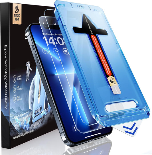MAGIC_JOHN_2_Pack_for_iPhone_13_Pro_Max/iPhone_14_Plus_6.7_inch_Tempered_Glass_Screen_Protector,_Auto_Dust-Elimination_Installation,_Bubble_Free,_HD_Clear,_Easy_Installation