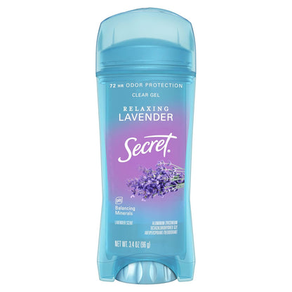 Secret_Fresh_Antiperspirant_Deodorant_for_Women,_72hr_Breathable_Sweat_&_Odor_Protection,_Instant_Freshness_&_Gentle,_PH_Balancing_Minerals,_Clear_Gel,_Relaxing_Lavender_Scent,_3.4_oz