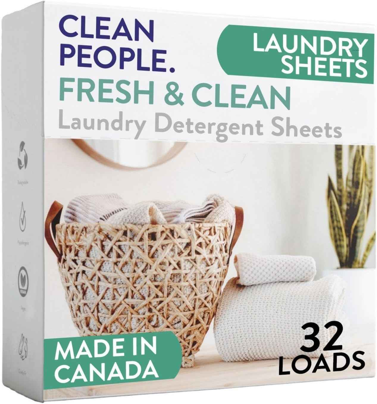 The Clean People Laundry Detergent Sheets - Laundry Soap - Ultra Concentrated, Recyclable Packaging, Stain Fighting