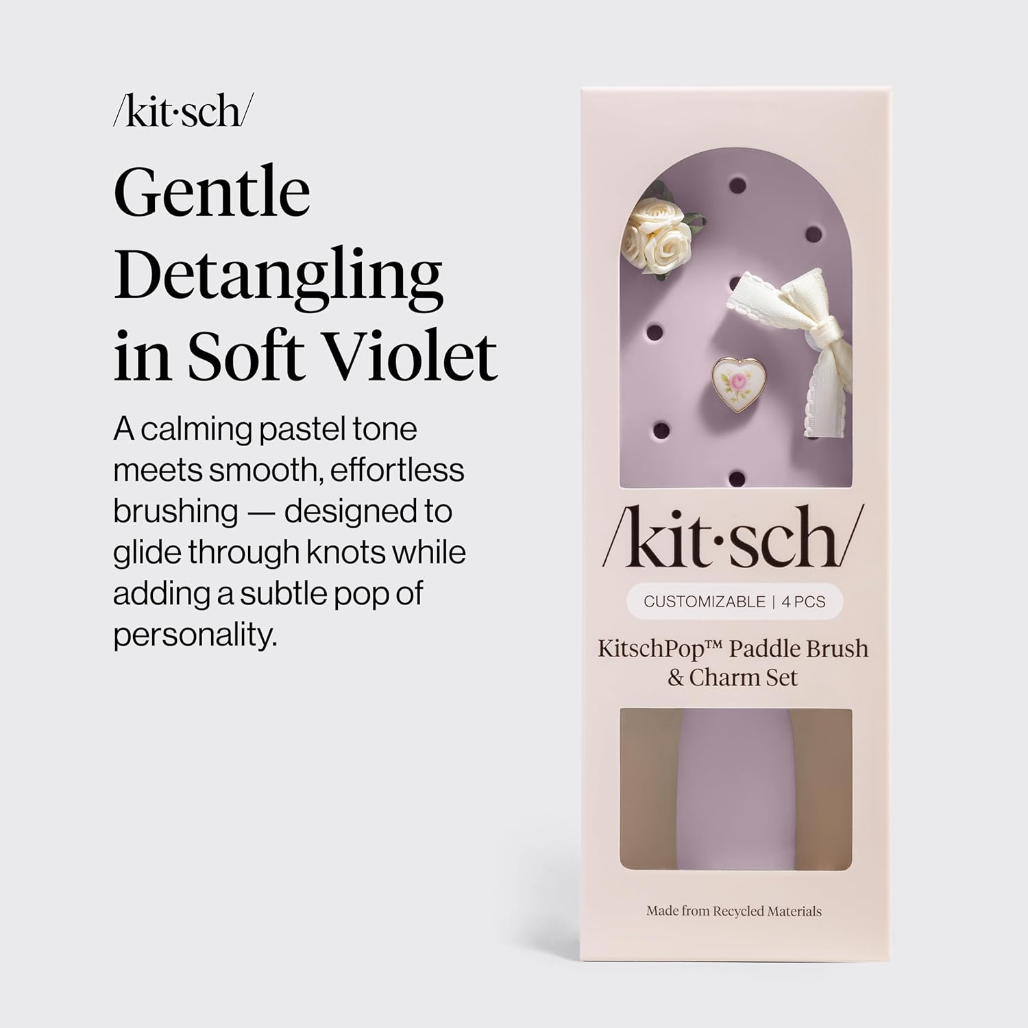 KitschPop™_Paddle_Hairbrush_for_Women_–_Flexible_Bristles_Paddle_Brush_for_Less_Breakage,_Scalp-Stimulating_Detangler_Hair_Brush_for_Wet_&_Dry_Hair,_Customizable_with_KitschPop™_Charms_-_Soft_Violet