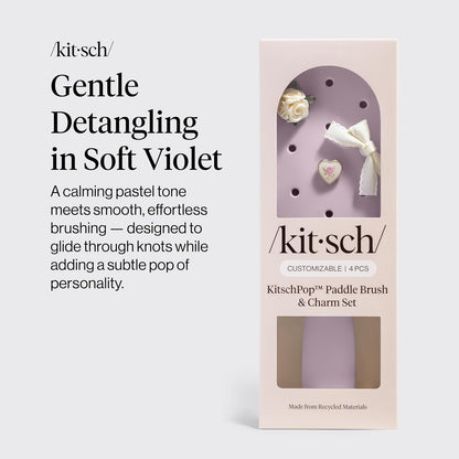 KitschPop™_Paddle_Hairbrush_for_Women_–_Flexible_Bristles_Paddle_Brush_for_Less_Breakage,_Scalp-Stimulating_Detangler_Hair_Brush_for_Wet_&_Dry_Hair,_Customizable_with_KitschPop™_Charms_-_Soft_Violet