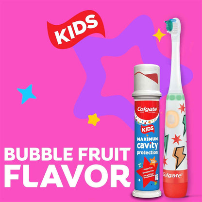 Colgate Kids Toothpaste Pump with Fluoride for Cavity Protection, Ages 6+, ADA Accepted, Bubble Fruit, 4.4 Ounce, 6 Pack