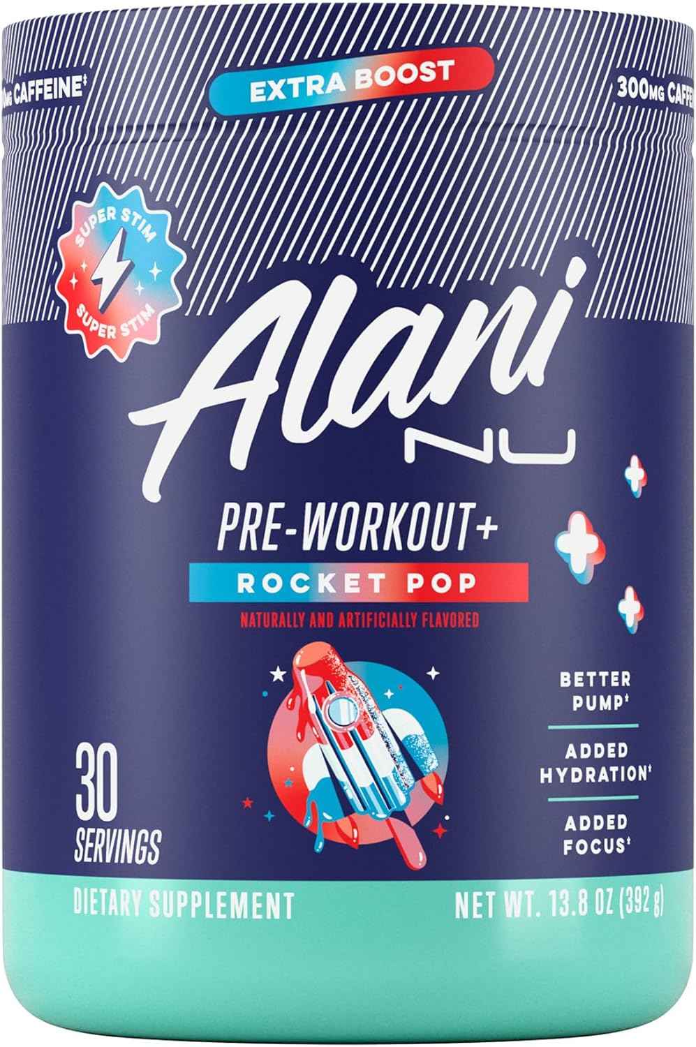Alani Nu Pre Workout+ Powder, Extra Boost, Sugar Free, 300mg Caffeine, L-Theanine, Beta-Alanine, Citrulline, 30 Servings