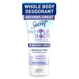 Secret Whole Body Deodorant Dry Feel Stick + Absorbs Sweat for Women, Naturally Derived Ingredients, Aluminum Free Deodorant Stick, 72 HR Odor Protection