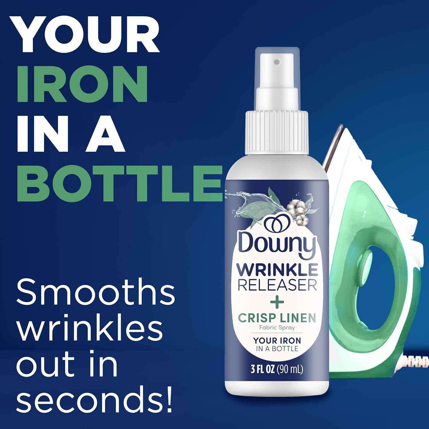 Downy Wrinkle Release Spray Travel Size, All In One Formula, Removes Wrinkles, Static and Odor Eliminator, Light Fresh Scent, 3 Fl Oz, Pack of 12