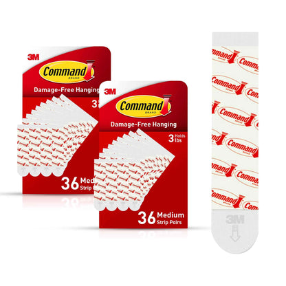 Command Indoor Medium Replacement Strips, Damage-Free Wall Hanging, Re-Hang Medium Hooks for Home and Wall Decor, Holds up to 3 lb, White Adhesive