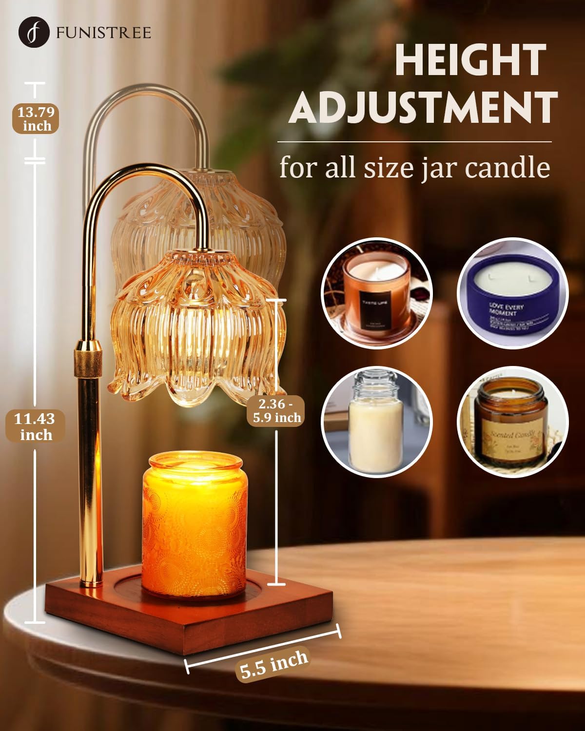 Flower_Candle_Warmer_Lamp_with_Timer_&_Dimmer,_Adjustable_Height_Candle_Warmer,_Birthday_Gifts_for_Women_Mom,_House_Warming_New_Home_Decor,_Wax_Warmer_with_2_Bulbs_for_Jar_Candles