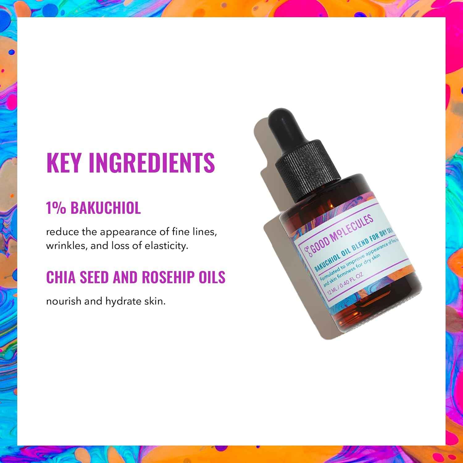 Good Molecules Bakuchiol Oil - Ultra Hydrating Natural Blend with Bakuchiol and Rosehip Oil, Promotes Collagen Production, Moisturizing Face Oil