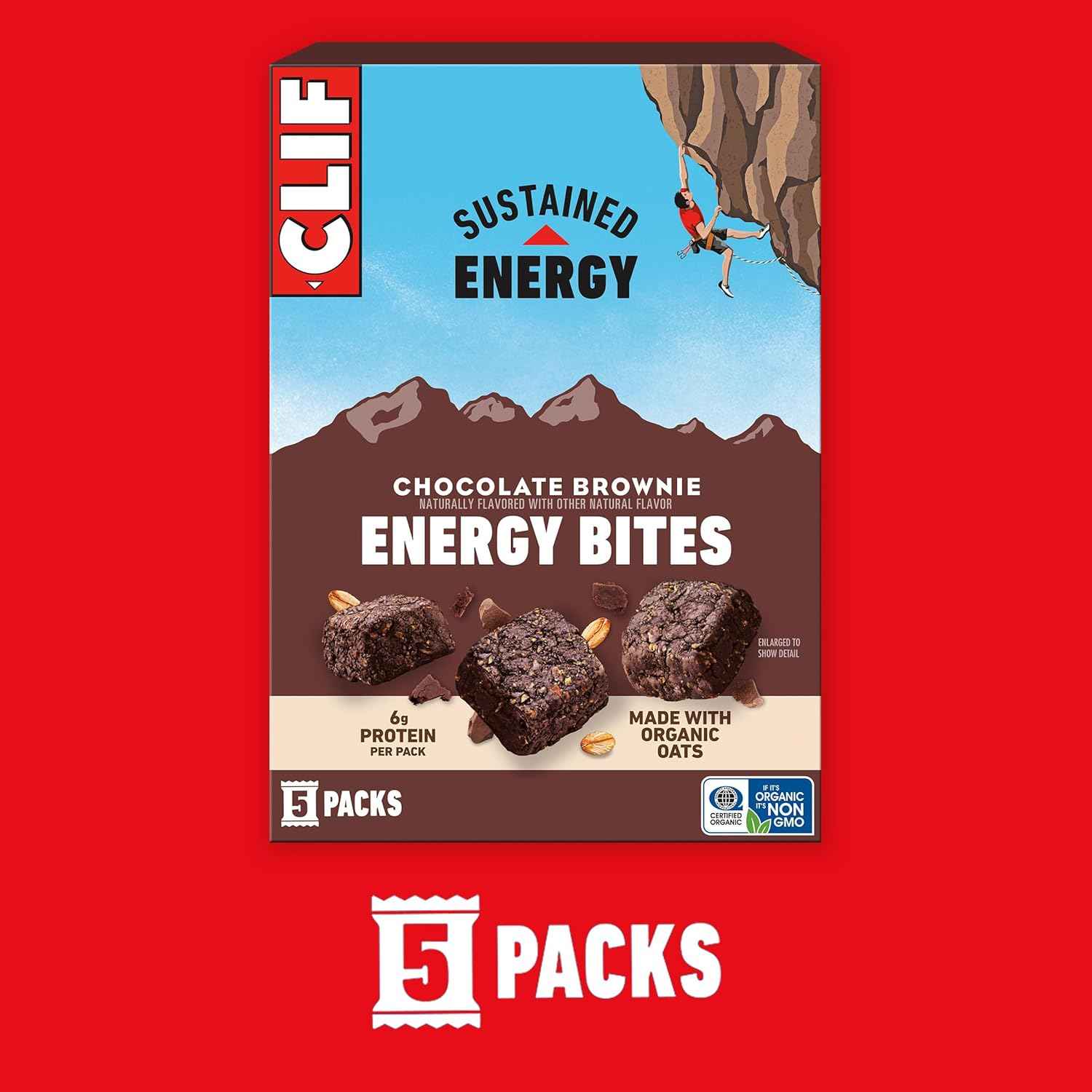 CLIF BAR Energy Bites - Made with Organic Oats - 6g Plant Based Protein - Non-GMO (5 Packs)