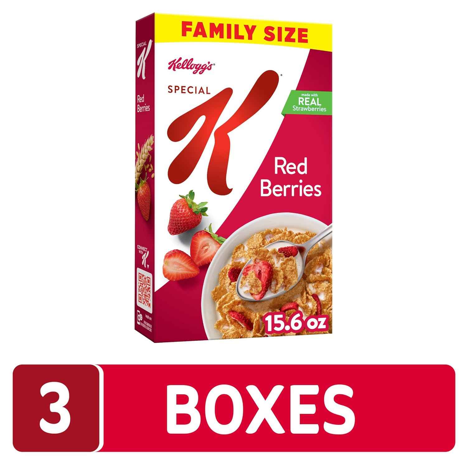 Kellogg's Special K Breakfast Cereal, Family Breakfast, Fiber Cereal, Family Size, Red Berries