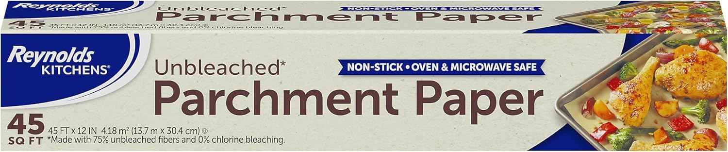 Reynolds Kitchens Parchment Paper Roll, Non Stick Parchment Paper for Cooking and Baking, Oven Safe up to 425 Degrees, Chlorine-Free