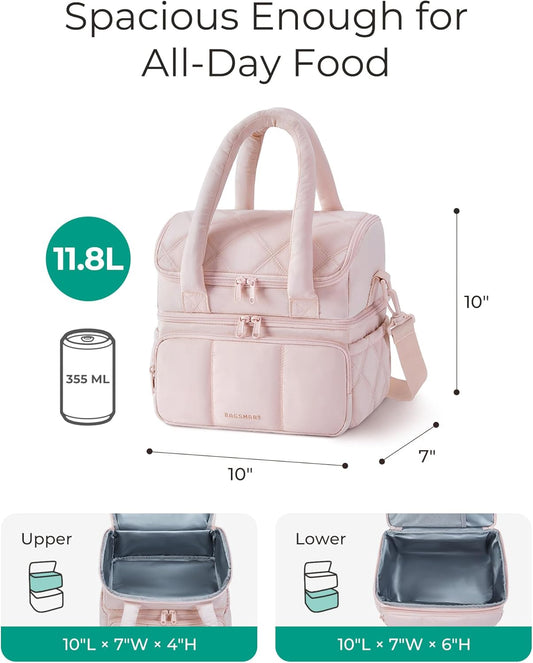 BAGSMART_Lunch_Bag_Women,_Double_Deck_Insulated_Lunch_Box,_Quilted_Puffer_Lunch_Tote,_Leakproof,_Durable_&_Reusable_Large_Lunch_Cooler_For_Work_Picnic_Travel_Meal_Prep,_Camel