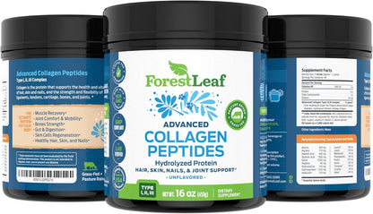 ForestLeaf_Collagen_Peptides_Powder_Unflavored_-_Hydrolyzed_Grass_Fed_Keto_Collagen_Protein_Powder_Type_1,_2_&_3_-_Vital_Hair,_Skin,_Nails,_Joints,_Recovery,_11g_Per_Serving