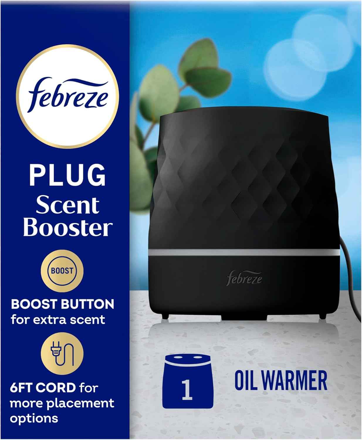 Febreze Plug Scent Booster, Continuous Scent Device Oil Diffuser, Compatible with Febreze Air Freshener Plug in Refills - Refills not Included