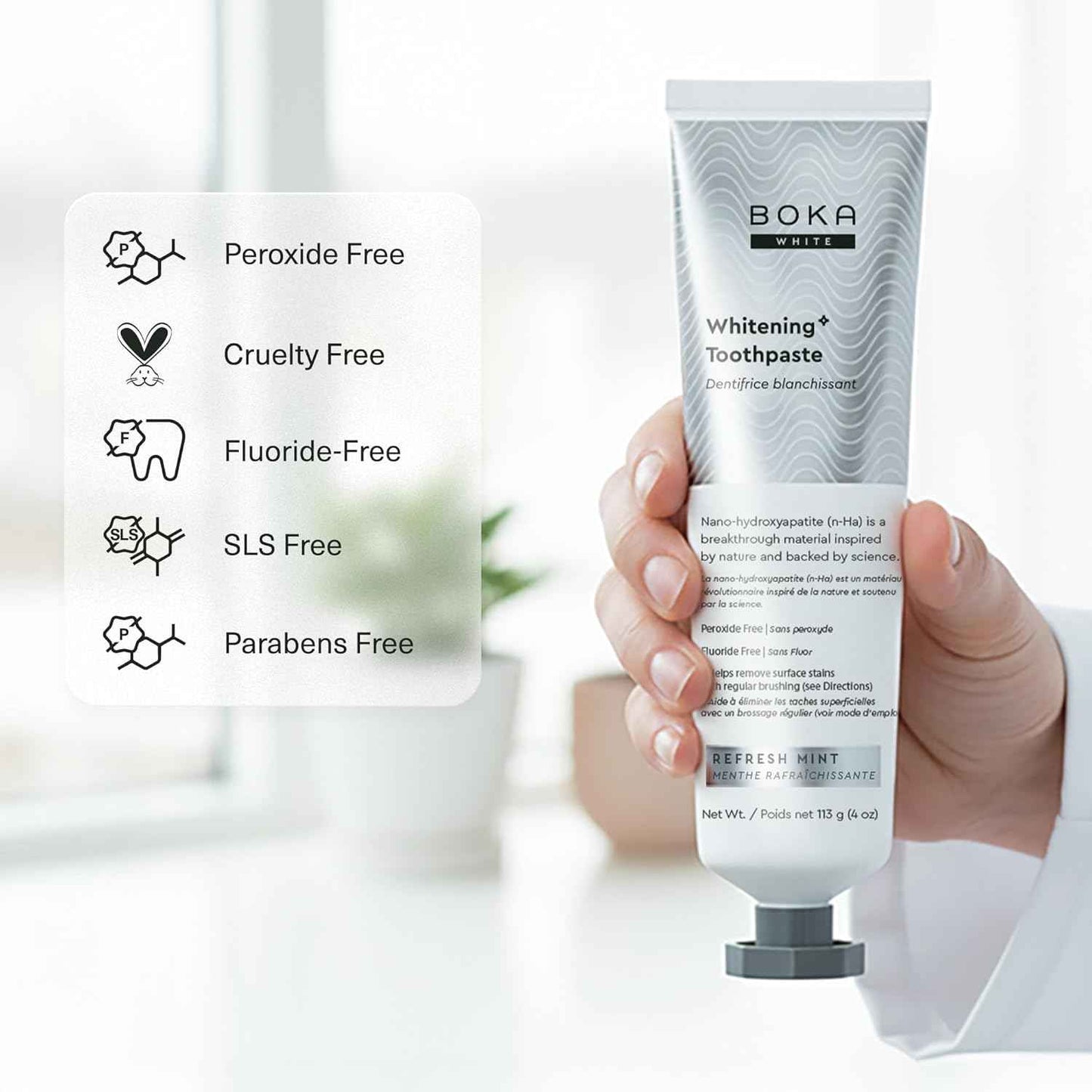 Boka Fluoride Free Toothpaste, Nano Hydroxyapatite Toothpaste, Appropriate for Sensitive Teeth, for Adult, Kids Oral Care
