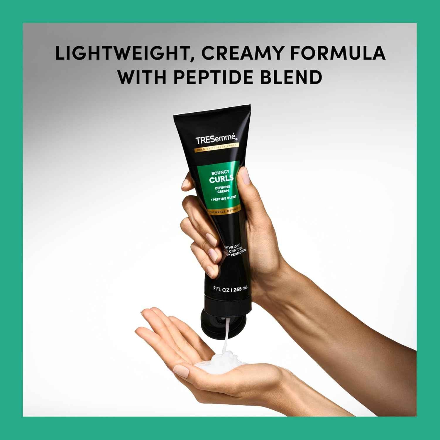 TRESemmé Defining Cream 1 ct Bouncy Curls for Lightweight + Curl Control + Humidity Protection, with Peptide Blend, 9 fl oz