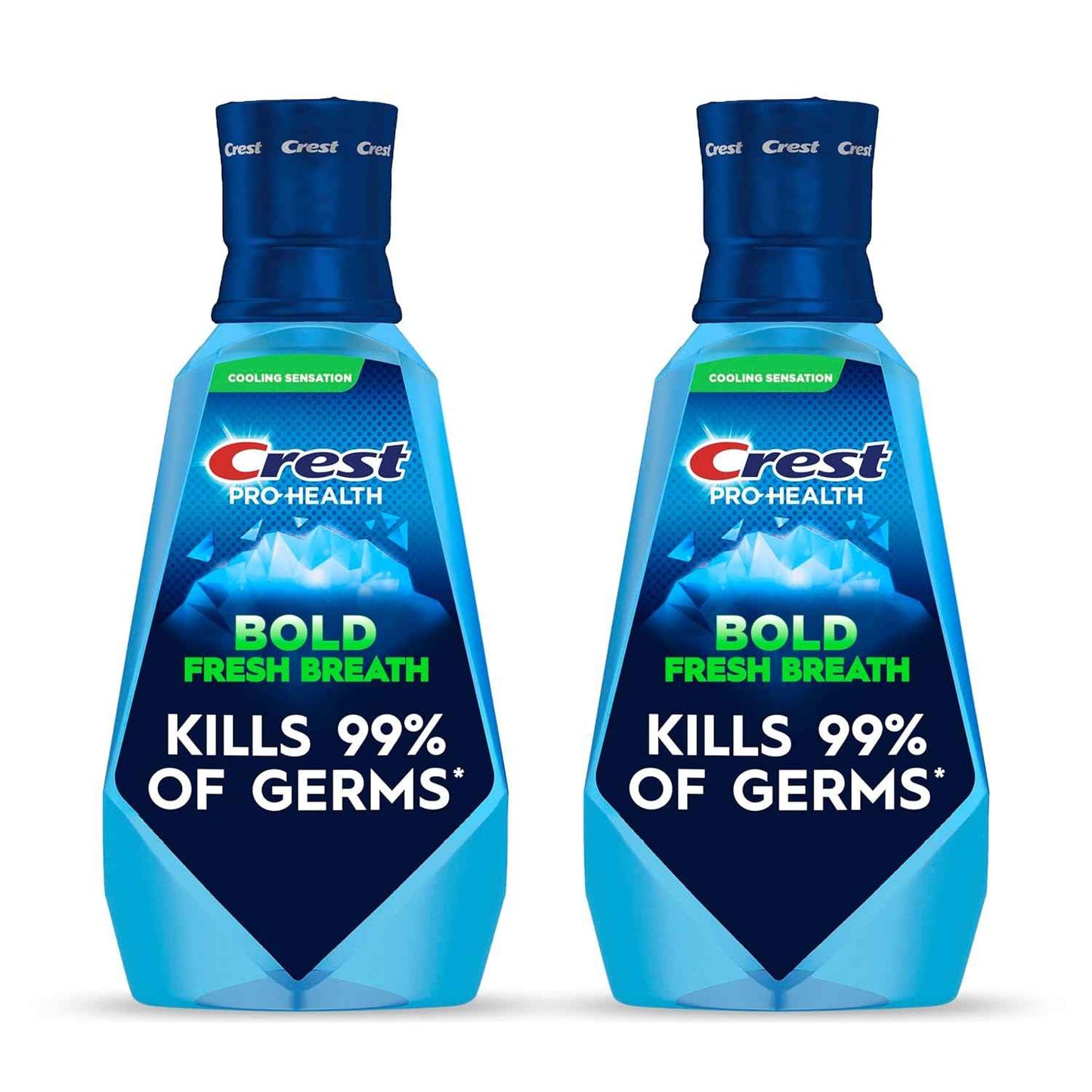 Crest Mouthwash Pro-Health Bold Fresh Breath, 99% Germ Kill, Antigingivitis & Antiplaque, Clean Mint - 1 L (33.8 fl oz), Pack of 2