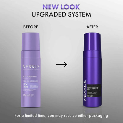 Nexxus Hy-Volume Cloud Foam Hair Foam for Lift and Volume For Flat & Limp Hair Hair Styling Foam Powered by Magnitube Volumizer Technology with Hyaluronic Acid 5.5 fl oz