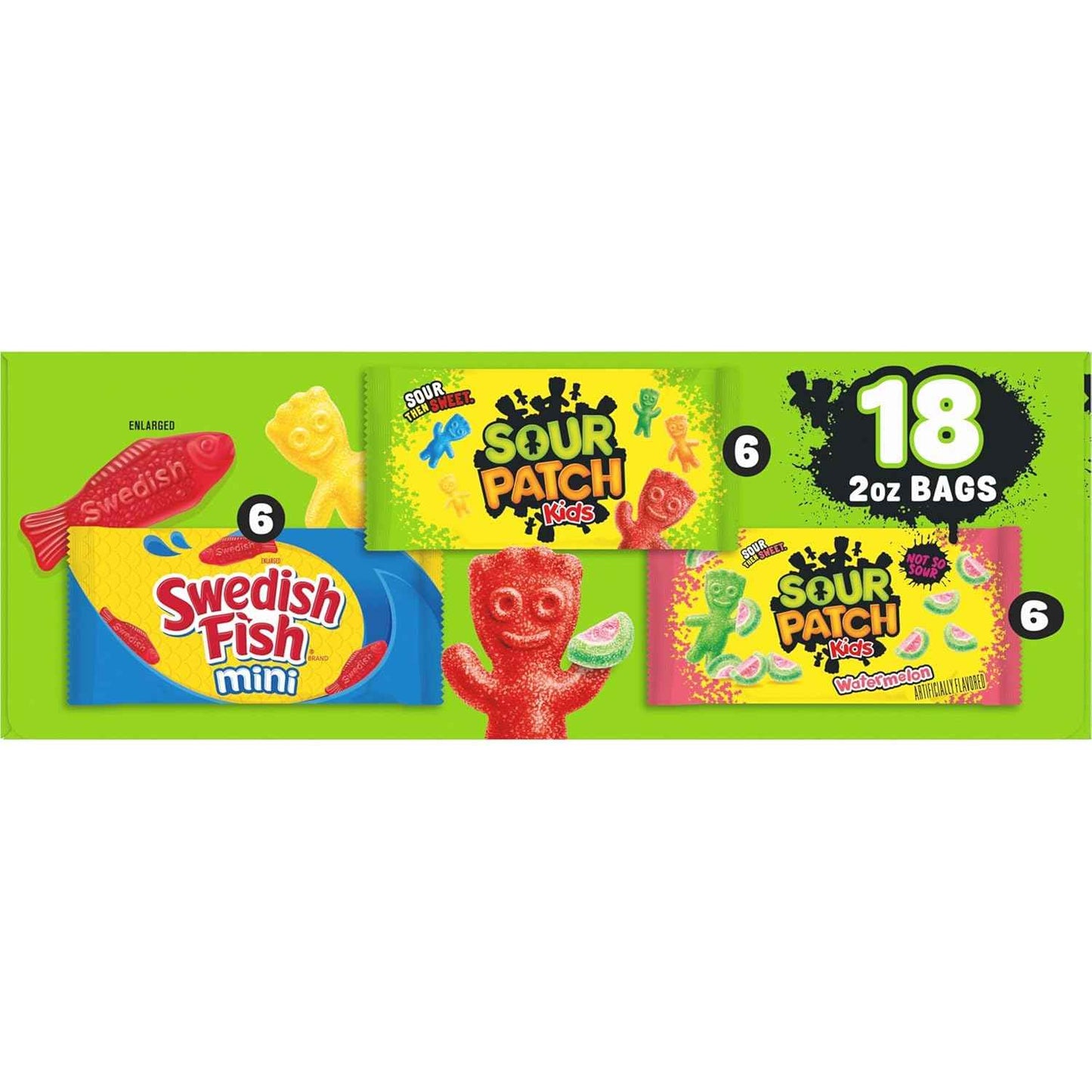 SOUR PATCH KIDS and SWEDISH FISH Mini Soft & Chewy Candy Variety Pack, Bulk Candy, 18-2 oz Bags