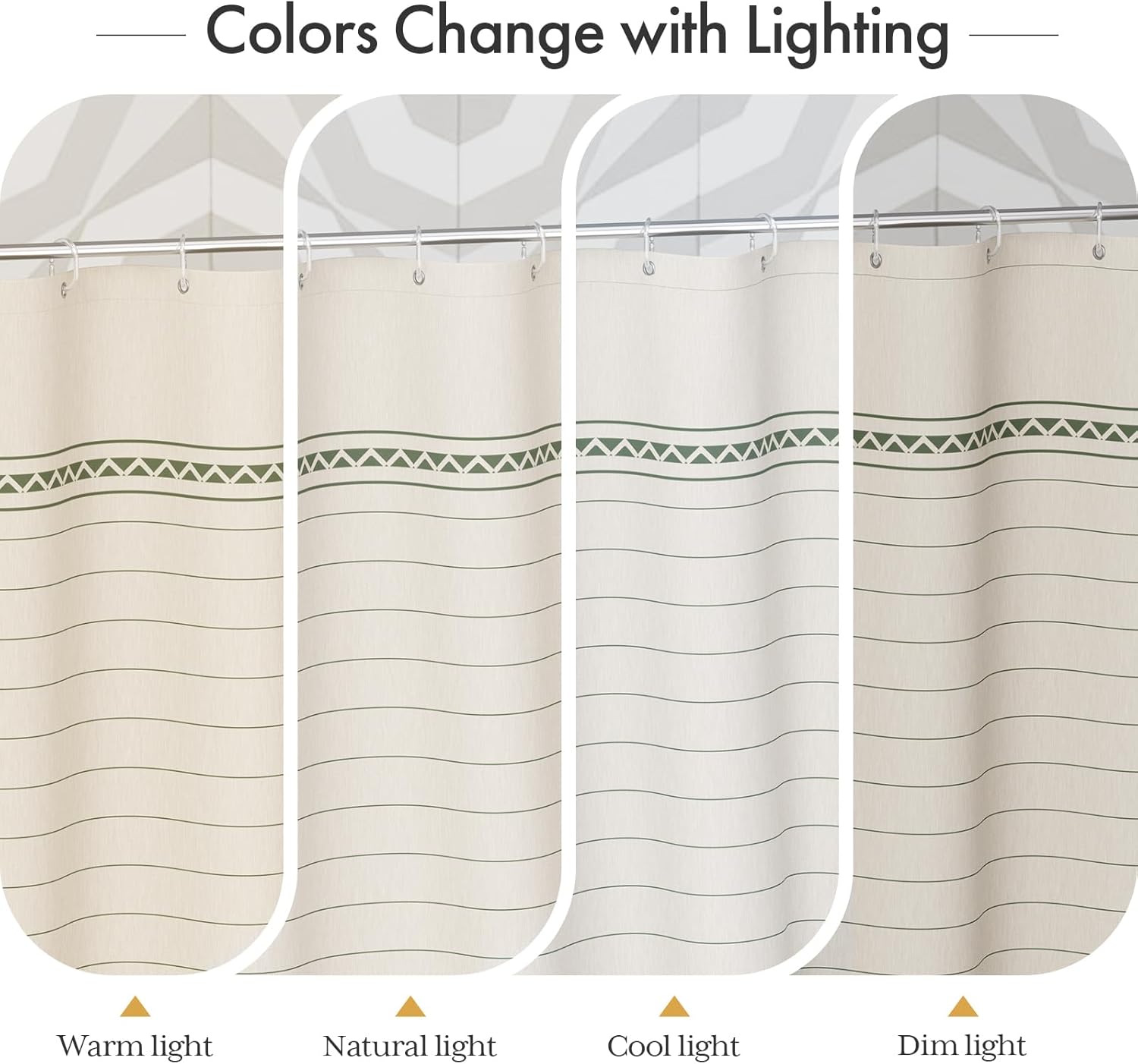 AmazerBath_Boho_Shower_Curtain,_Modern_Farmhouse_Shower_Curtain_Set_with_Tassels,_Rustic_Faux_Linen_Green_Striped_Shower_Curtain_with_Hooks,_Light_Tan_Toned,_72x72_Inches