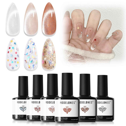 modelones French Cat Eye Magnet Set, Scissor-Shaped Nail Magnet Tool, 2 IN One Cateye Nail Magnet for French Effect, Hole&Bunny-Shaped&Heart Magnet for Cat Eye Gel Polish DIY Easter's Nail Salon